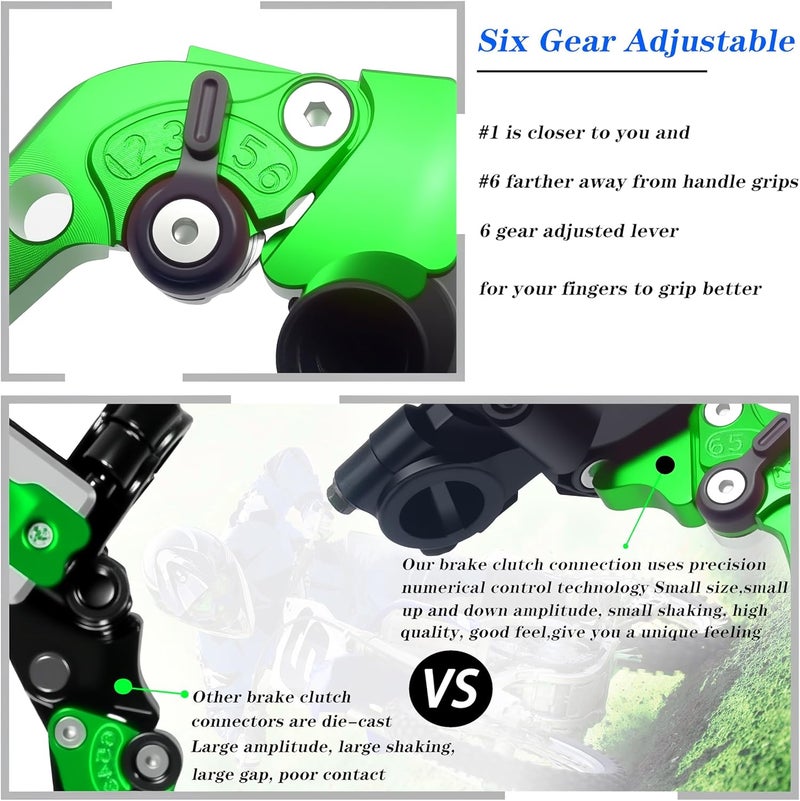 JXPANG Universal Motorcycle 7/8" 22mm Handlebar Brake Master Cylinder Clutch Lever CNC Left & Right Set Compatible with Harley Honda Kawasaki Suzuki Yamaha（ Piston Diameter 12.7mm (Green) - Image 3